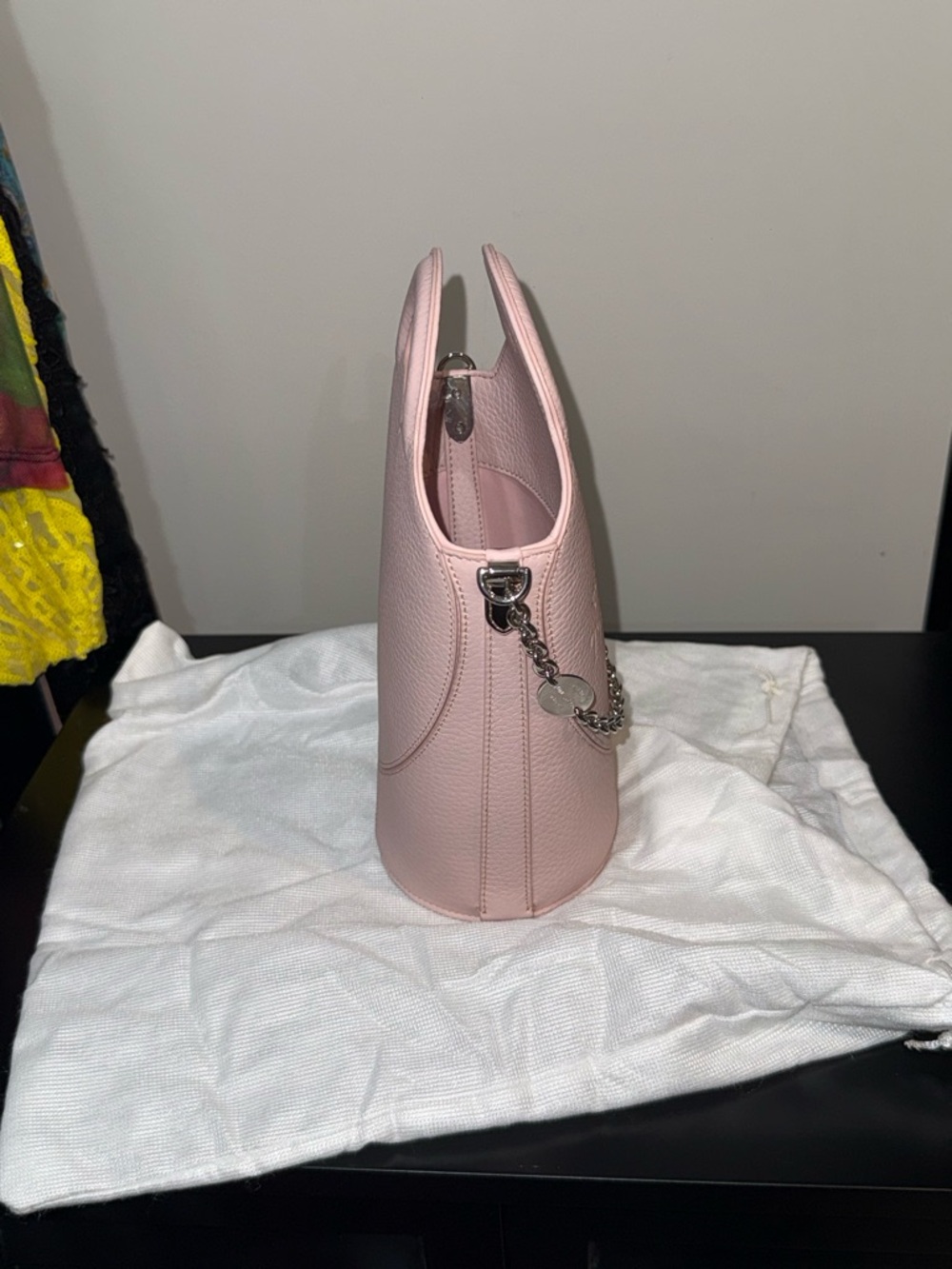 Tiffany & Co. Light Pink Pebbled Leather Heart Tote with Chain - Picture 3 of 4